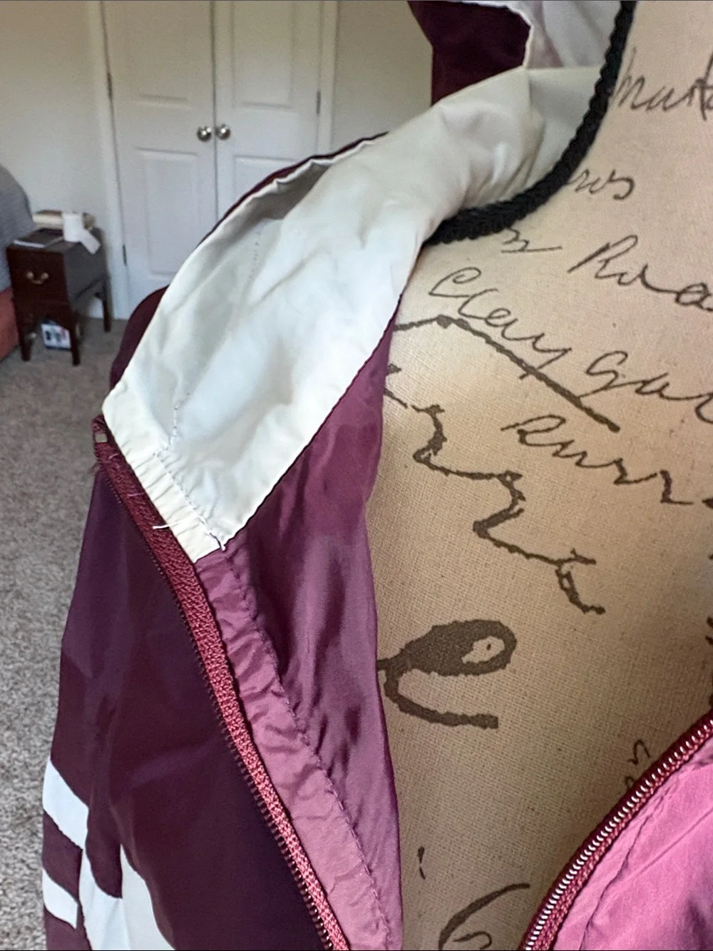 Vintage Maroon & White Hooded Windbreaker Pullover